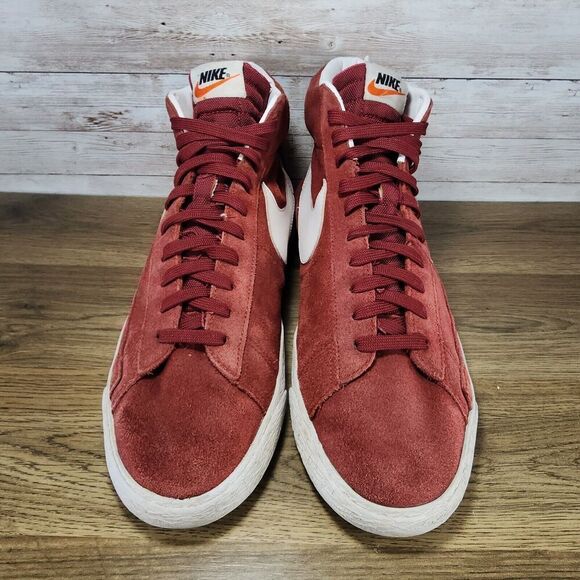 Nike Blazer Mid Team Red Maroon Suede White Big Swoosh Retro Shoes Size 10.5 - Picture 2 of 8
